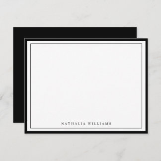 Simple Basic Personalize Black Border Stationery Note Card