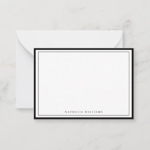 Simple Basic Personalize Black Border Stationery Note Card
