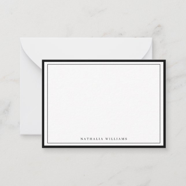 Simple Basic Personalize Black Border Stationery Note Card