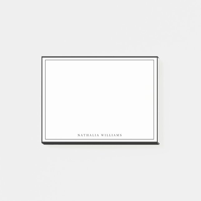 Simple Basic Personalize Black Border Stationery Post-it Notes (Front)