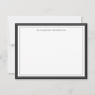 Simple Basic Personalized Black Border Note Card