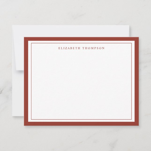 Simple Basic Personalized Red Thick Border Note Card (Front)