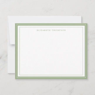Simple Basic Personalized Sage Green Border Note Card