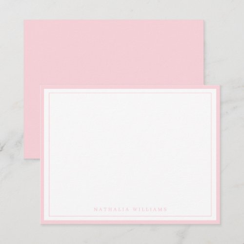Simple Basic Pink Border Stationery Note Card