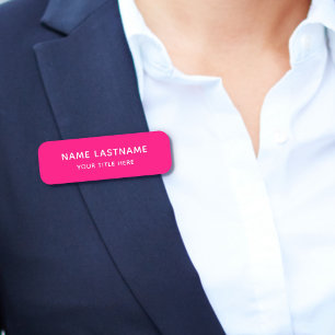 Simple Basic Pink Title Safety Pin Magnetic Name Tag