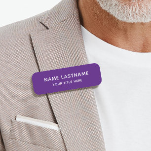 Simple Basic Purple Title Safety Pin Magnetic Name Tag