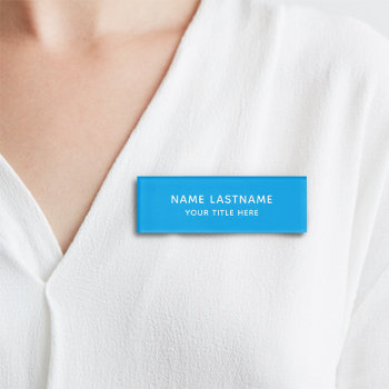 Simple Basic Sky Blue Minimal Modern Title Name Tag by pinkpinetree at Zazzle