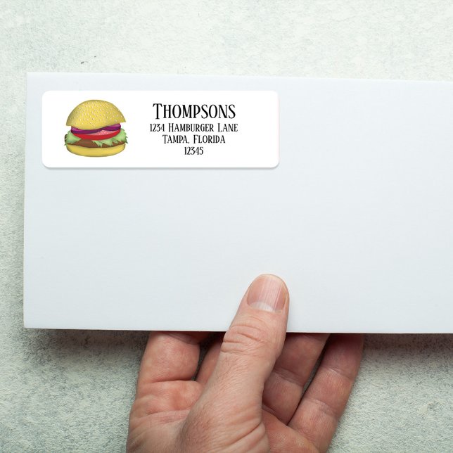 Simple Basic Stylish Hamburger  Label (Return address label with a whimsical hamburger.)