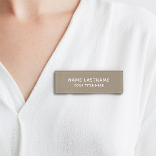 Simple Basic Tan Sand Beige Minimal Modern Title Name Tag