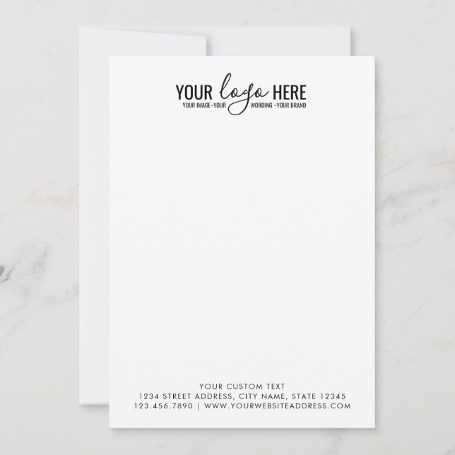 Simple Basic Your Business Company Logo Branding Note Card (Front)