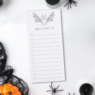 Simple Bat Line Art Halloween To-Do List Checklist Magnetic Notepad