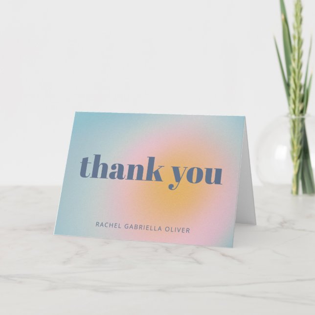 Simple Bat Mitzvah Celestial Blue Personalized Letterpress Thank You Card (Front)