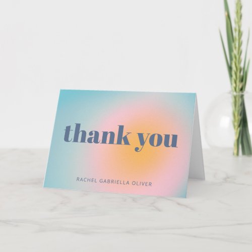 Simple Bat Mitzvah Celestial Blue Personalized Thank You Card