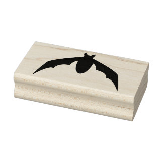 Simple Bat With Wings Down Flying Silhouette Shape Rubber Stamp
