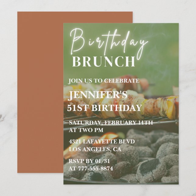 Simple Bbq Backyard 51st birthday invitations  (Front/Back)