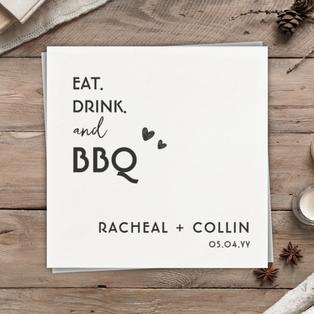 Simple BBQ Engagement Party Wedding Cocktail  Napkins (Creator Uploaded)