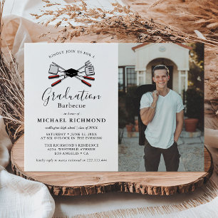 Simple BBQ Graduation Party Photo Invitation
