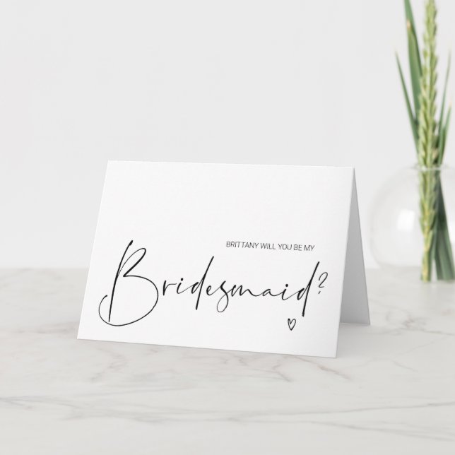 Simple Be My Bridesmaid Proposal Wedding Card (Front)