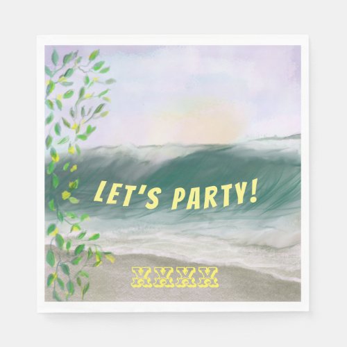 Simple Beach Birthday Picnic Napkins