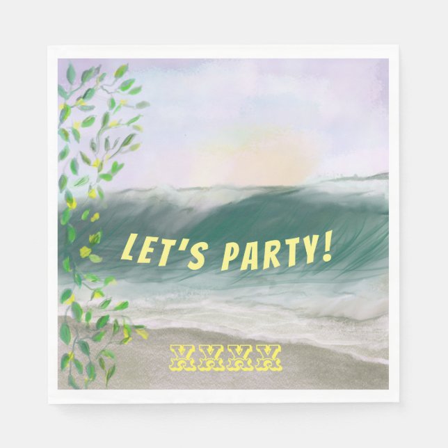 Simple Beach Birthday Picnic Napkins (Front)