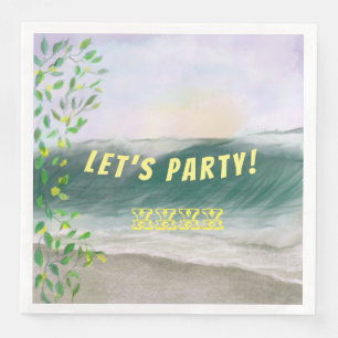 Simple Beach Birthday Picnic Paper Dinner Napkins