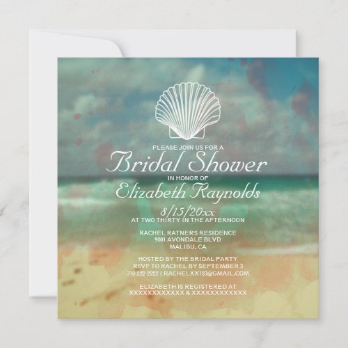 Simple Beach Destination Bridal Shower Invitations