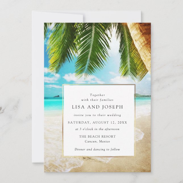 Simple Beach Destination Wedding Invitation (Front)