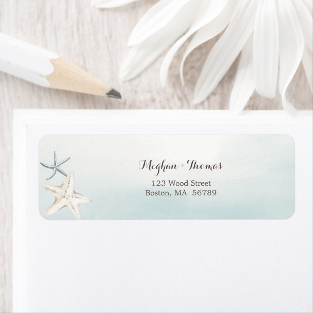 Simple Beach Dusty Blue Personalize Return Address Label (Insitu)