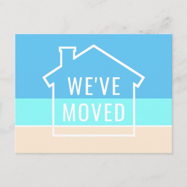 Simple Beach House Modern New Home Address Moving Announcement Postcard (Front)