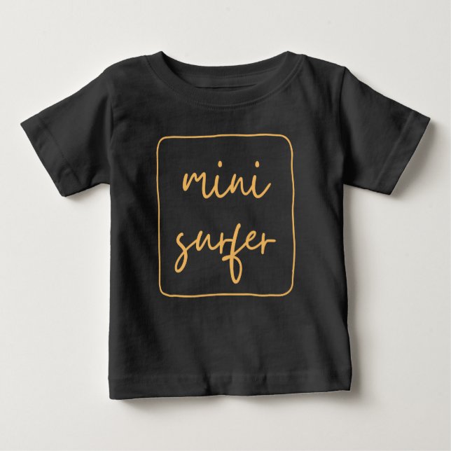 Simple Beach Mini Surfer Design Surfboard Swimmer  Baby T-Shirt (Front)
