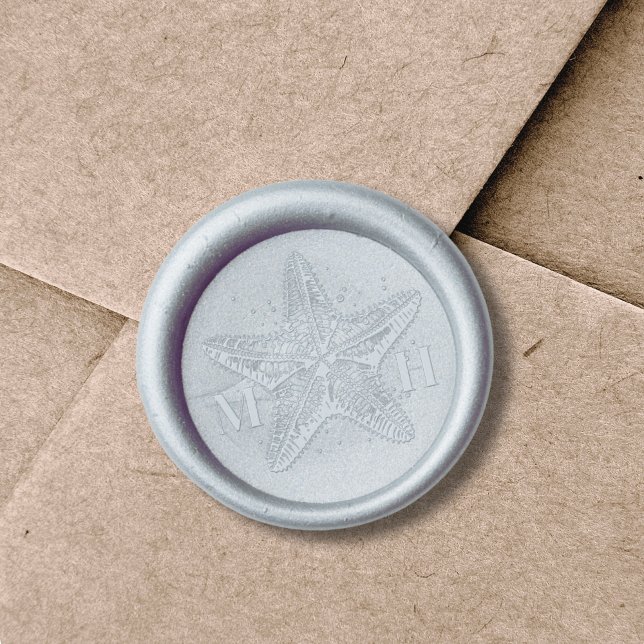 Simple Beach Monogram Wedding Wax Seal Stamp (Initials Beach Wedding Wax Seal Stamp)