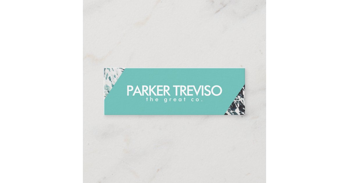 Simple Beach Ocean Color Mini Business Card | Zazzle