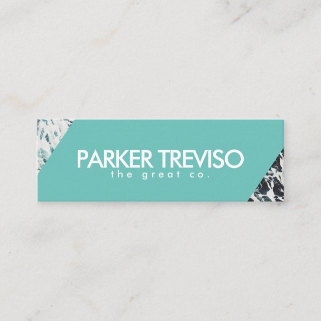 Simple Beach Ocean Color Mini Business Card (Front)