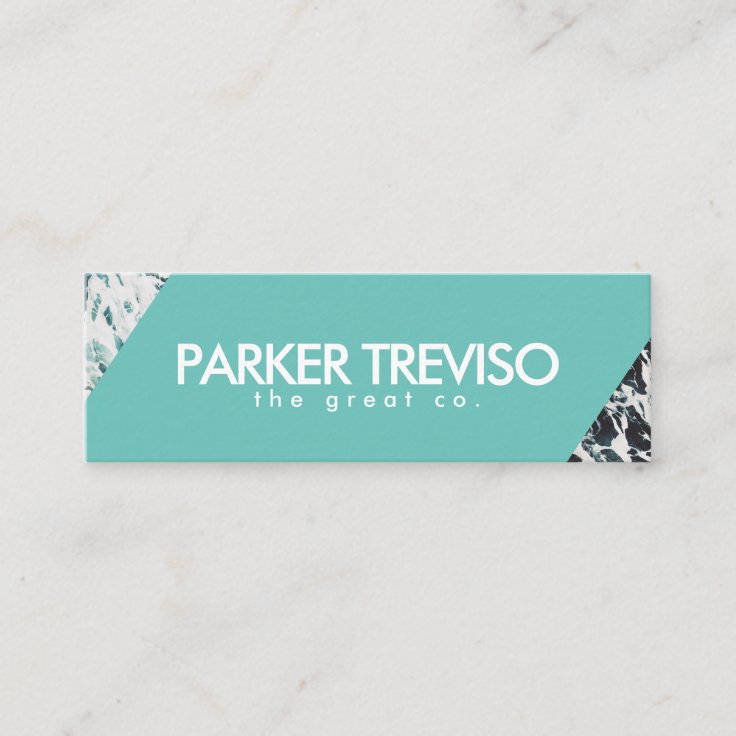 Simple Beach Ocean Color Mini Business Card | Zazzle