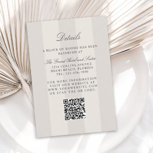 Simple Beach Sand Cabana Stripes Wedding Details Enclosure Card