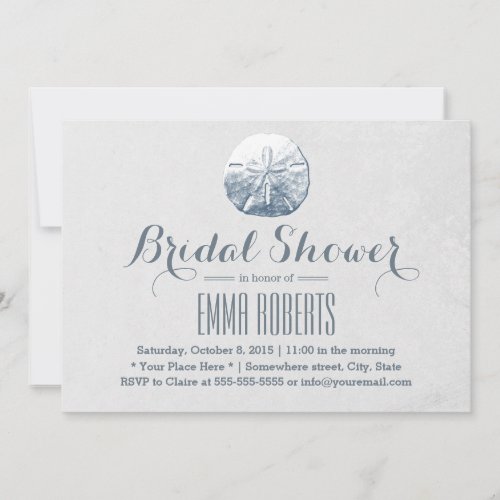 Simple Beach Sand Dollar Silver Bridal Shower Invitation