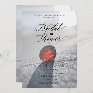 Simple Beach Seashell Bridal Shower Invitation