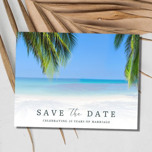 Simple Beach Vow Renewal Save the Date Announcement Postcard