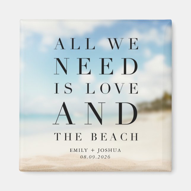 Simple Beach Wedding Favor Magnet (Front)