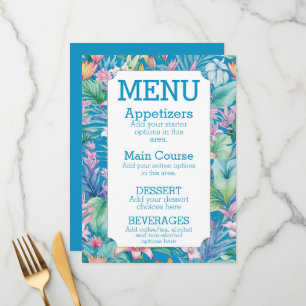 Simple Beach Wedding Menu Tropical Flowers