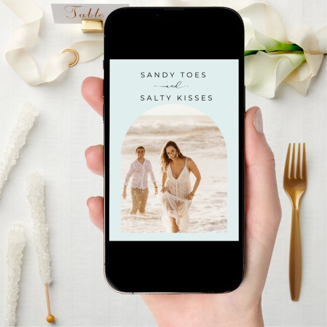 Simple Beach Wedding Photo Save the Date (Front Digital)