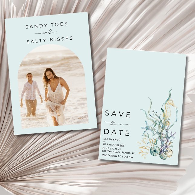 Simple Beach Wedding Photo Save the Date (Simple Beach Wedding Photo Save the Date)