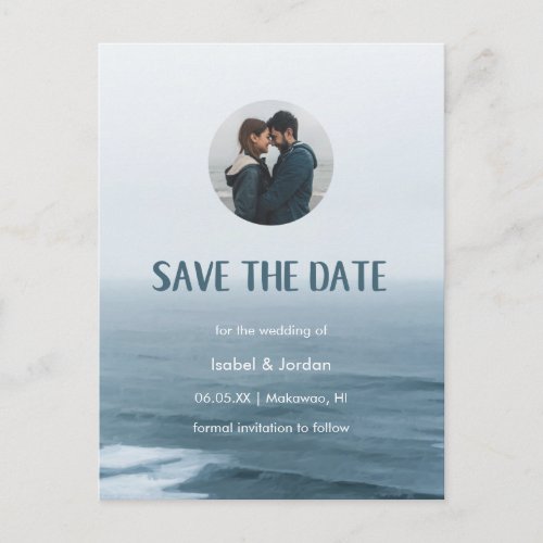 Simple Beach Wedding Photo Save the Date Announcement Postcard