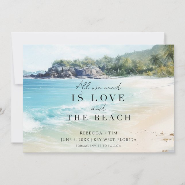 Simple Beach Wedding  Save The Date (Front)