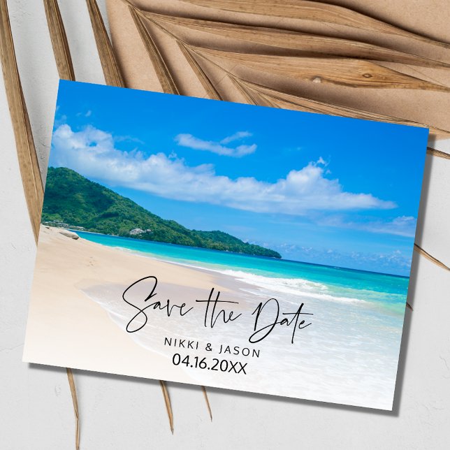 Simple Beach Wedding Save the Date Announcement Postcard (Simple Beach Wedding Save the Date)