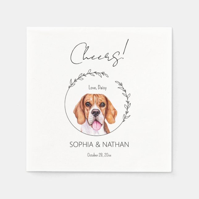 Simple Beagle Dog Wedding Cocktail Napkins (Front)