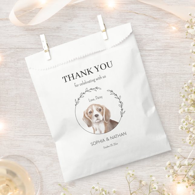 Simple Beagle Dog Wedding Thank You Favor Bag (Clipped)