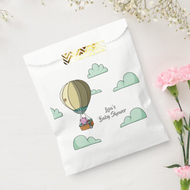 Simple Bear Hot Air Balloon Baby Shower Favor Bag (Sealed)
