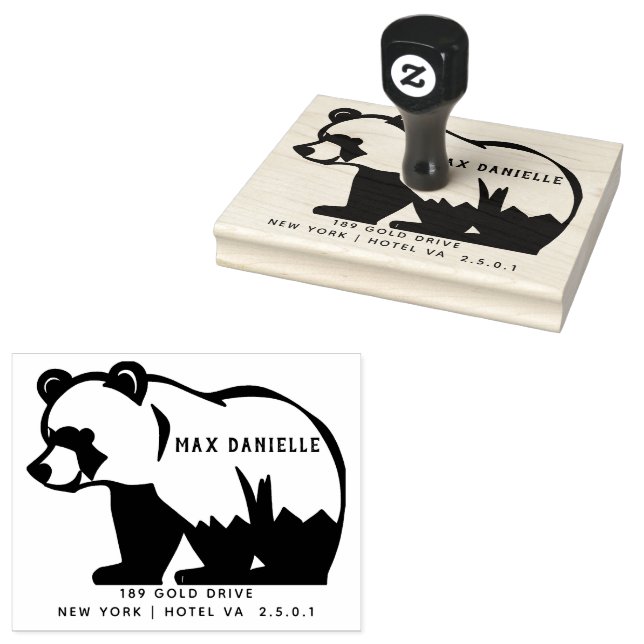 Simple bear Professional  Bold Botanical Wreath  Rubber Stamp (Stamped)