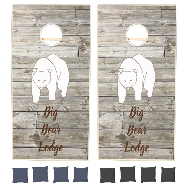 Simple Bear Rustic Wood Cornhole Sets (Set)